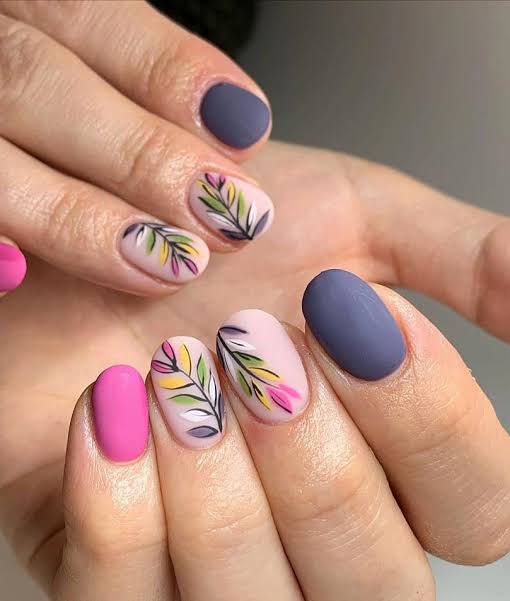 Matte Visual Idea — Winter to Spring Transition Nails