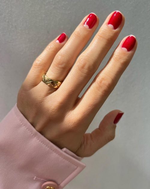 Half-Moon Reverse French Manicure Visual Idea — Baddie Winter Nails