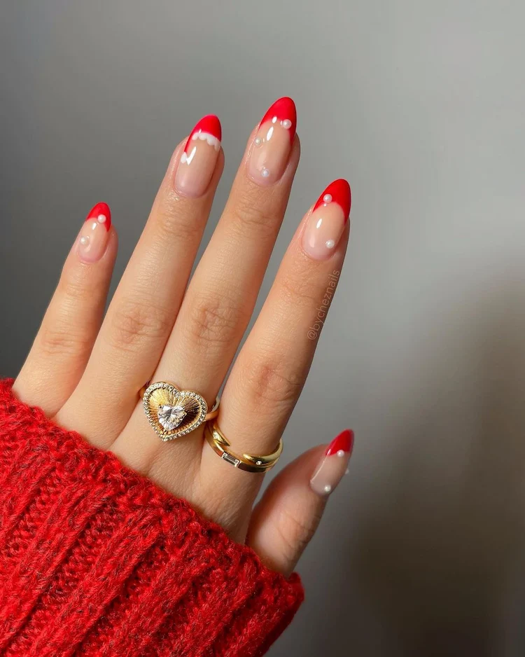 Santa Hat Cherry Red French Tips Santa Hat Cherry Red French Tips β Cherry Red Christmas Nails 2026