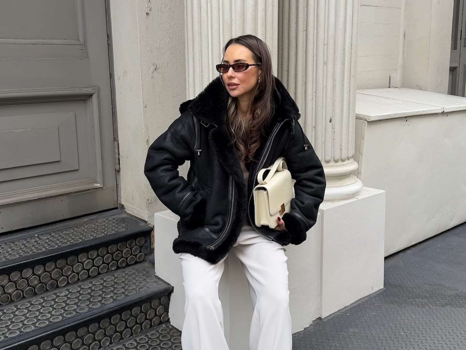 Cozy Shearling Aviator Jacket for Streetwear Chic — Winter Layering Outfits