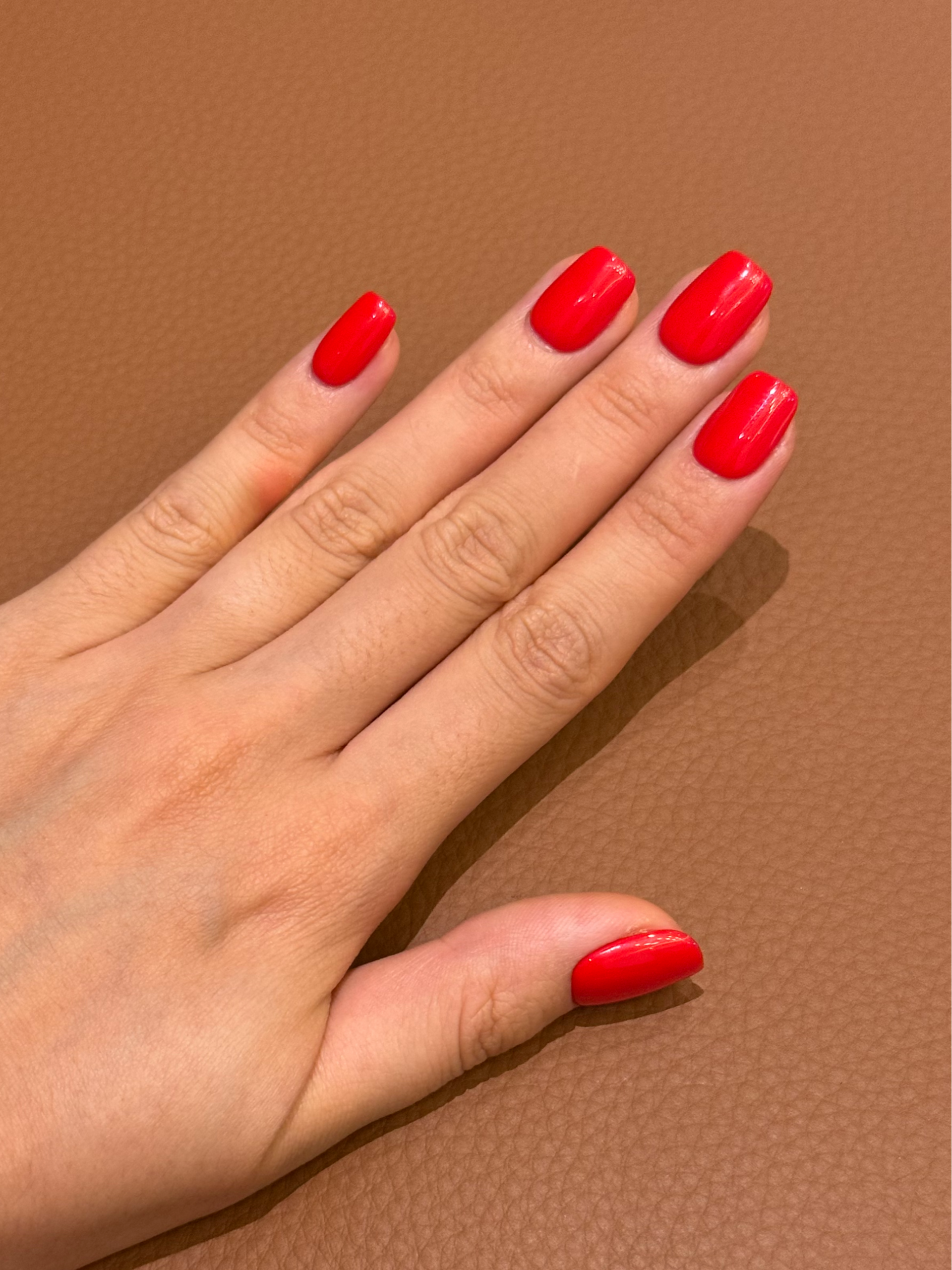 Vibrant Opaque Red Glossy Nails — Short Winter Gel Nails