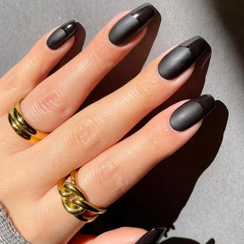 Matte Black French Tip Coffin Nails Matte Black French Tip Coffin Nails β Winter Matte Nails