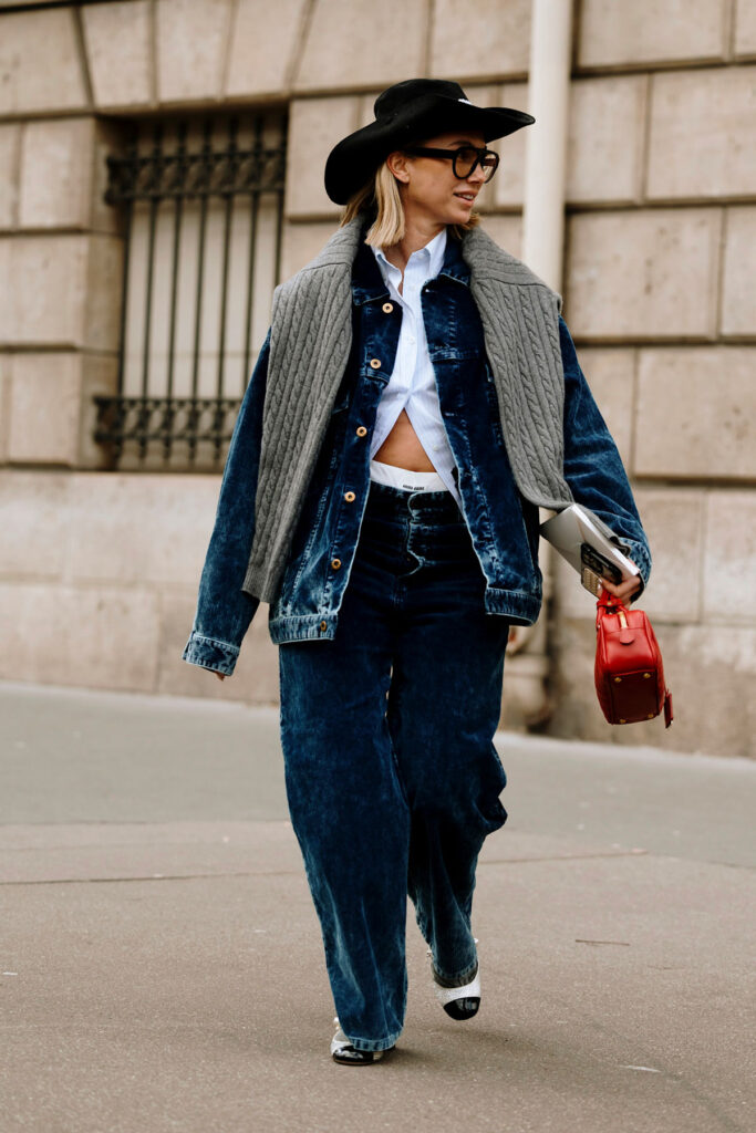 Denim Layering with a Cozy Knit Draped — Western Winter Outfits