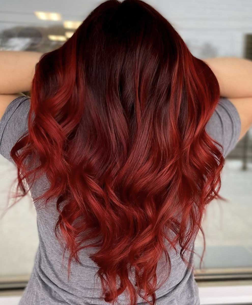 Deep Red To Fiery Red Transition Deep Red To Fiery Red Transition β Winter Hair Colors for Redheads