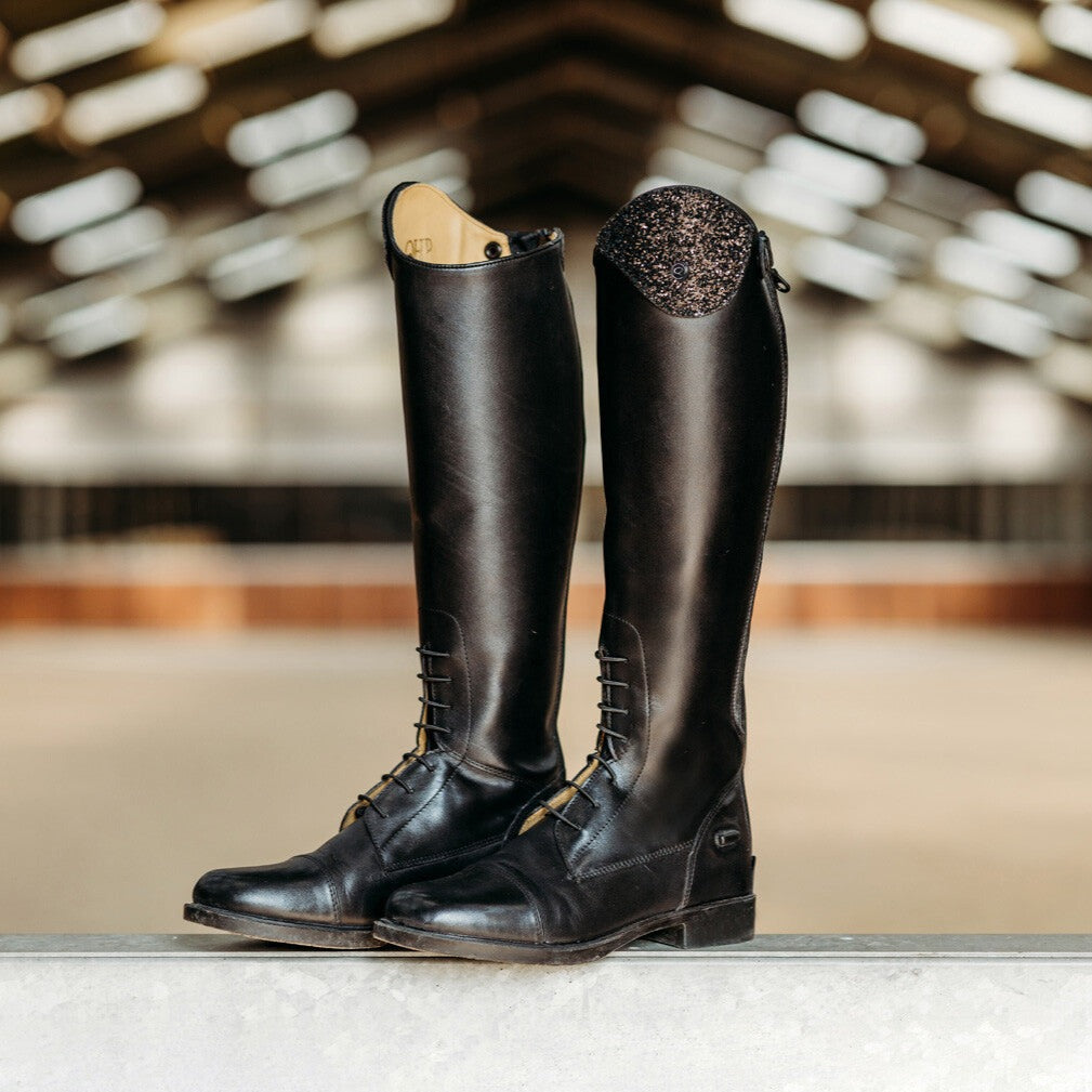Subtle Sparkle: Black Laced Riding Boots Subtle Sparkle: Black Laced Riding Boots β Riding Boots Outfits