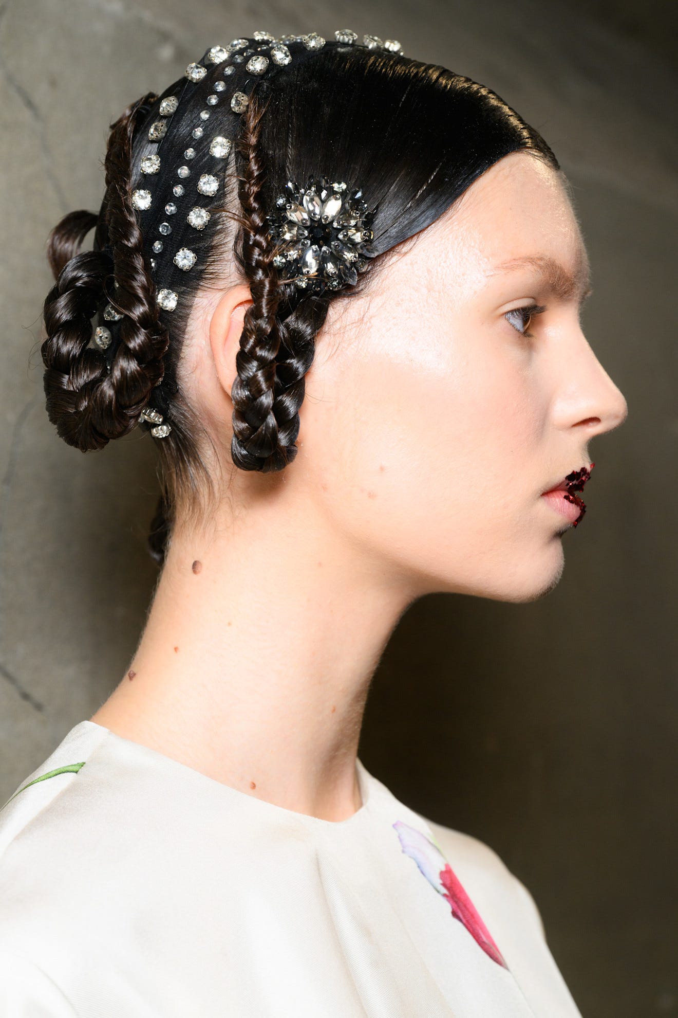 Jeweled Dark Brown Elaborate Updo — Winter Updos