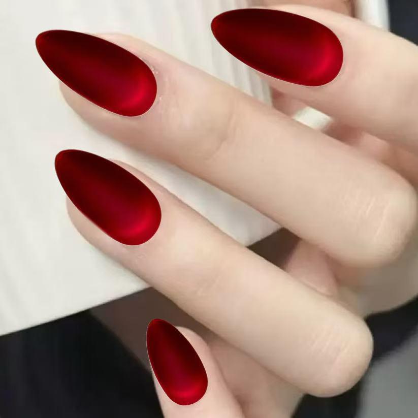 Deep Crimson Matte Almond Nails Deep Crimson Matte Almond Nails β Winter Matte Nails