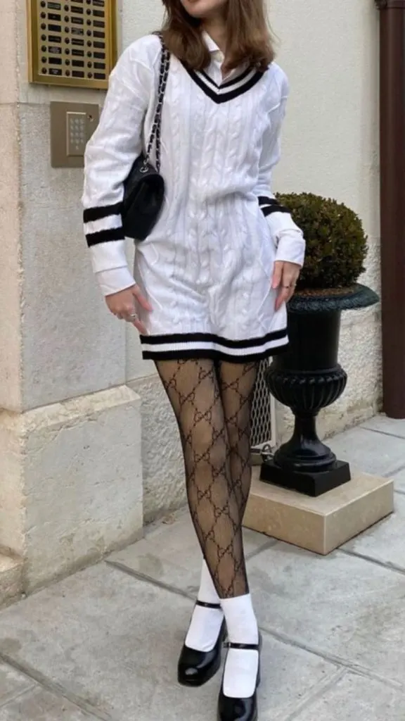 Sweater Dress with Mary Janes and Tights — Winter School Outfits