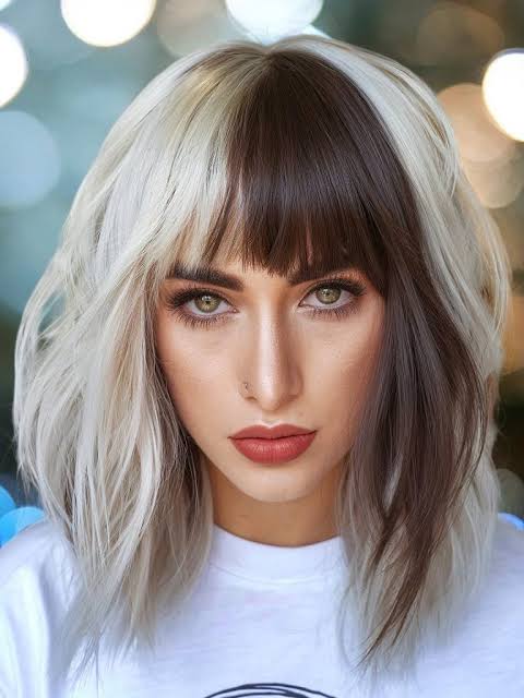 Two-Tone Platinum Blonde and Dark Brown Two-Tone Platinum Blonde and Dark Brown β Winter Hair Colors
