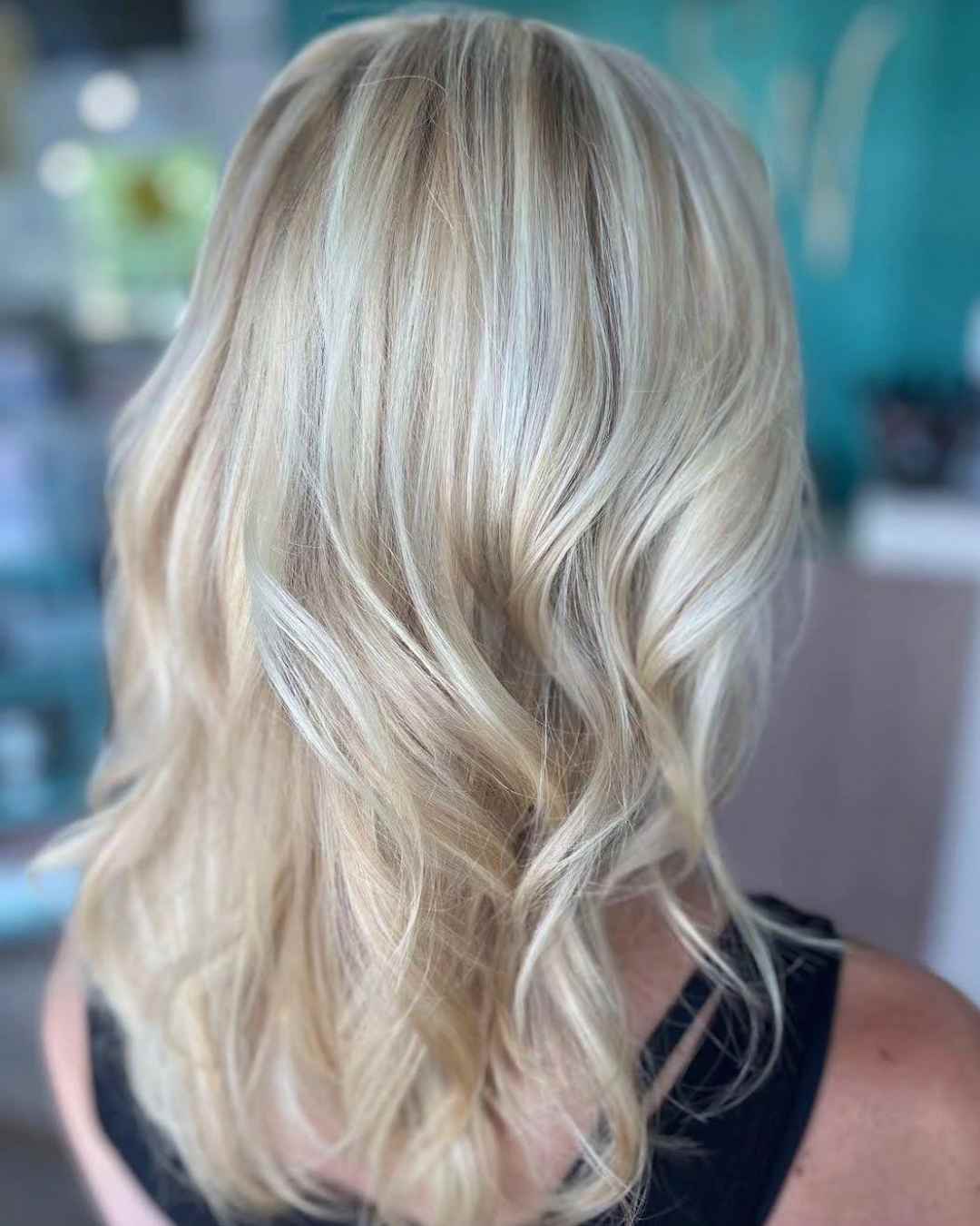 Ash Blonde With Platinum Highlights Back View — Winter Highlights