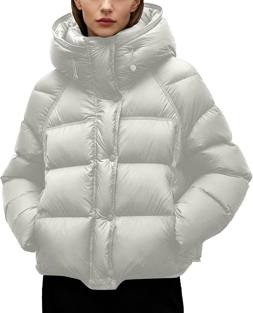 Oversized White Puffer Jacket with High Collar — Winter Puffer Jacket Outfits