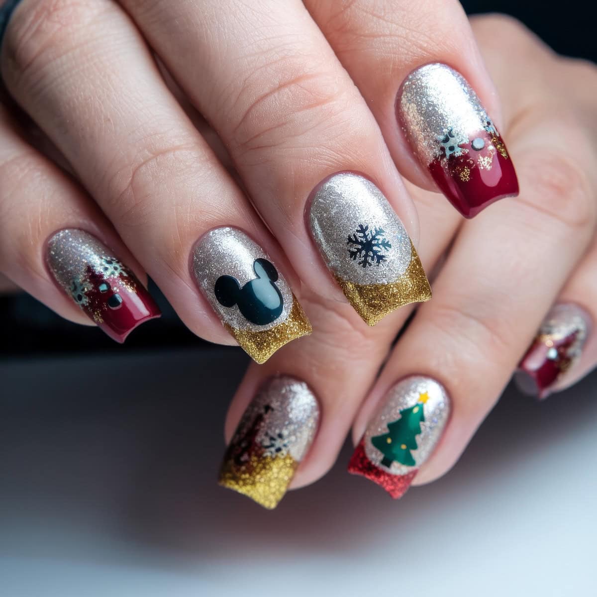 Christmas Tree Glitter Almond Nails Christmas Tree Glitter Almond Nails β Disney Christmas Nails 2026