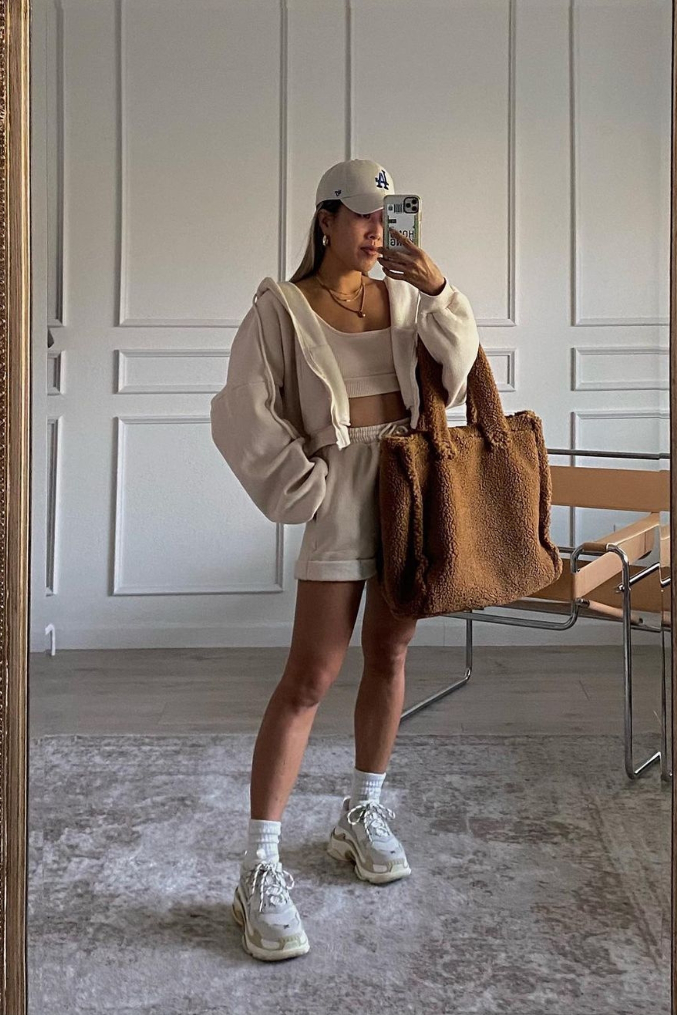 Cream Cropped Hoodie with Matching Shorts — Hoodie Outfits