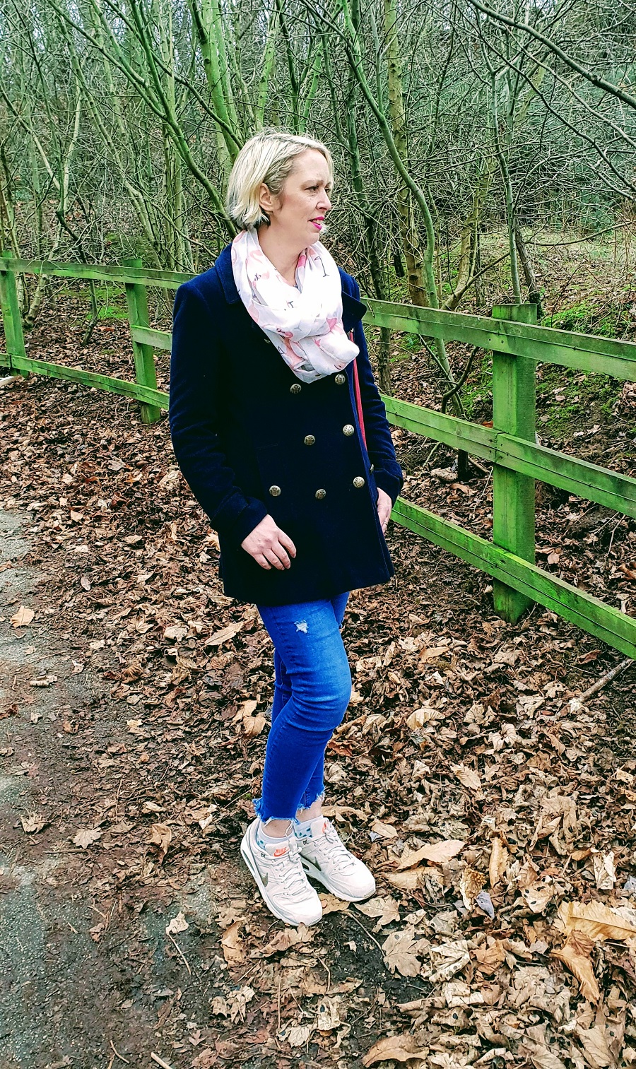Bright Blue Peacoat with Skinny Jeans and Patterned Scarf Bright Blue Peacoat with Skinny Jeans and Patterned Scarf β Peacoat Outfits