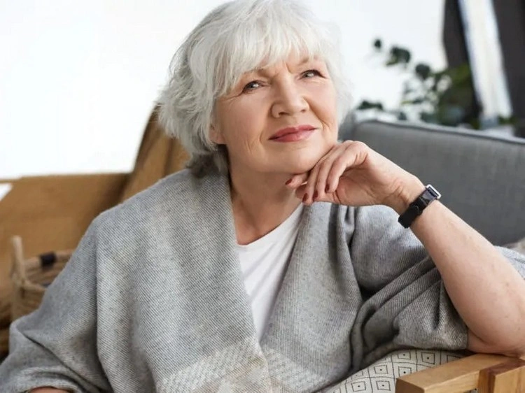 Salt and Pepper Bob With Soft Waves — Winter Haircuts for Women Over 70