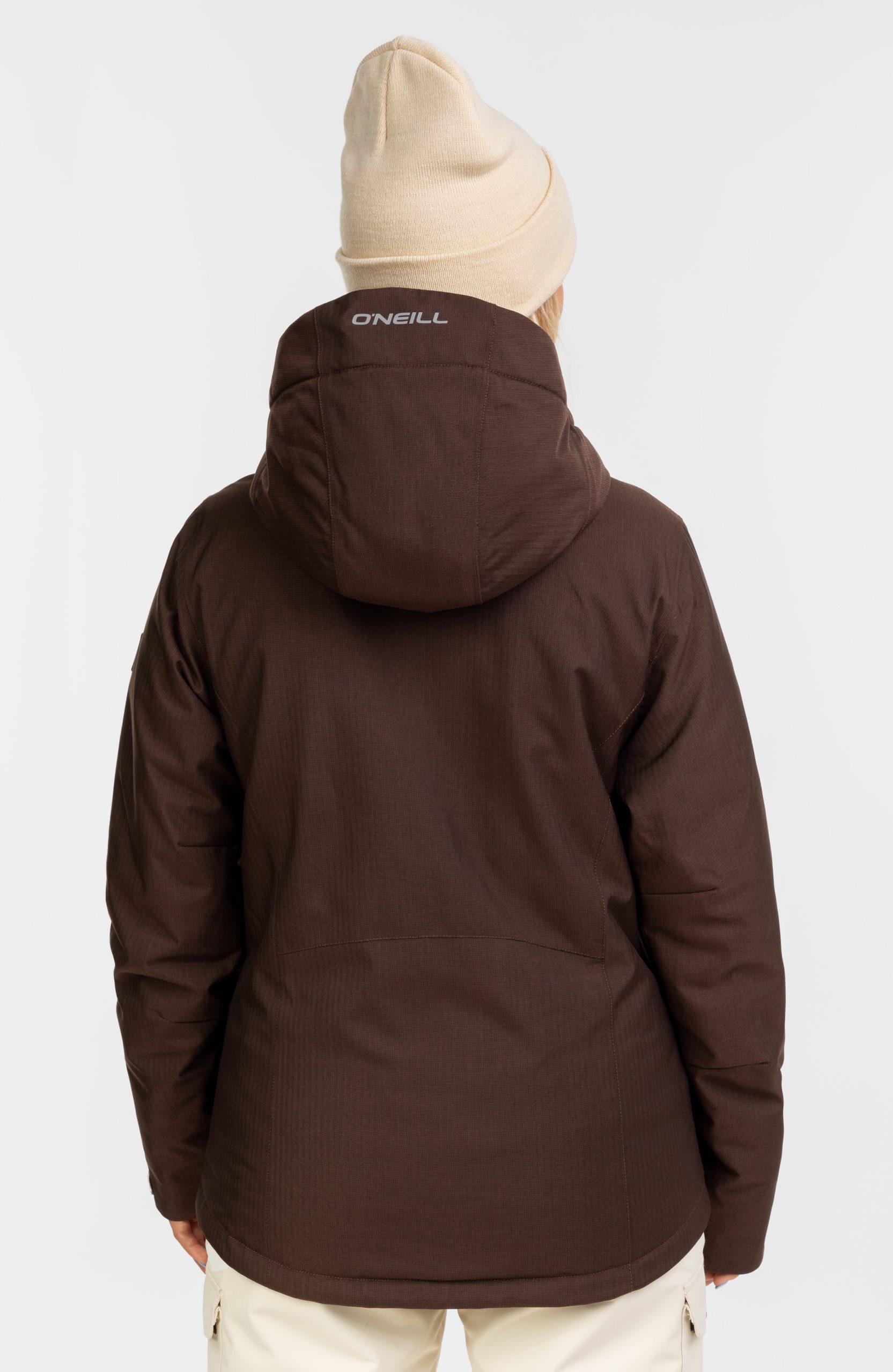Brown Puffer Jacket with Herringbone Pattern for Textured Casual Chic — Winter Jackets for Women
