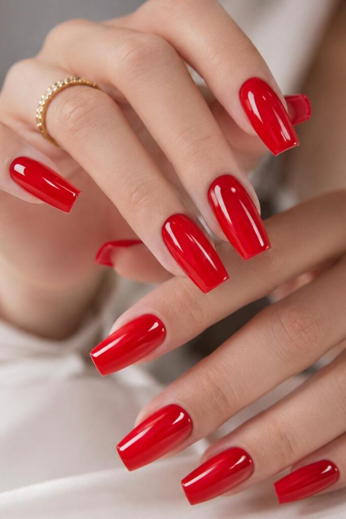 Long Stiletto with Cherry Motif and Beads — Cherry Red Nails