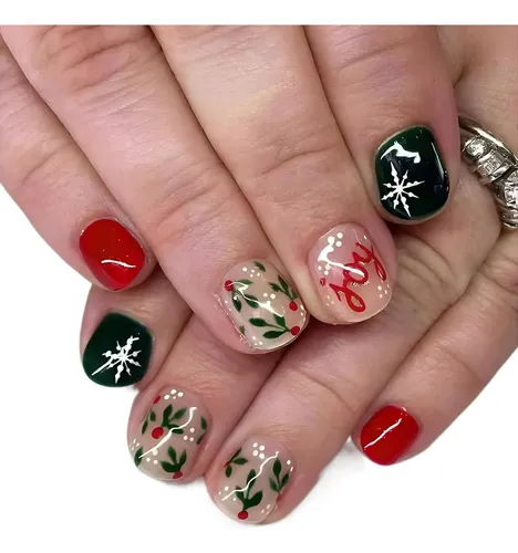 Glossy Visual Idea Glossy Visual Idea β Short Christmas Square Nails 2026