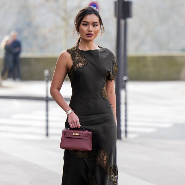 Dark Green Silk Midi Dress with Lace Accents — Winter Wedding Guest Outfits