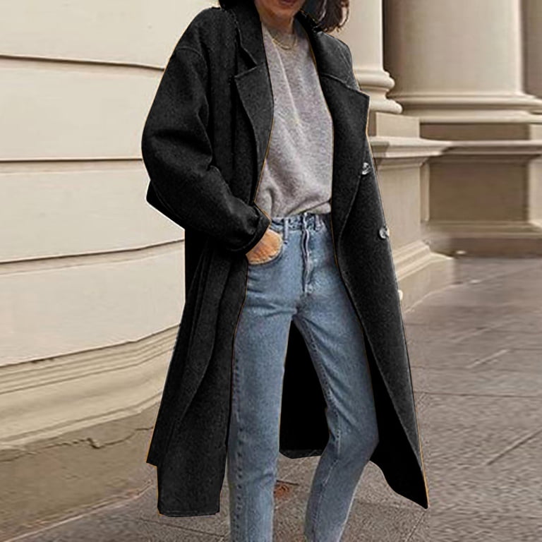 Classic Grey Knit Sweater with Black Wool Blend Coat Classic Grey Knit Sweater with Black Wool Blend Coat β Winter Outfits for Women Over 70