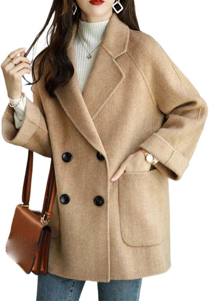 Classic Warmth: Beige Herringbone Coat Over Turtleneck Classic Warmth: Beige Herringbone Coat Over Turtleneck β Korean Winter Outfits