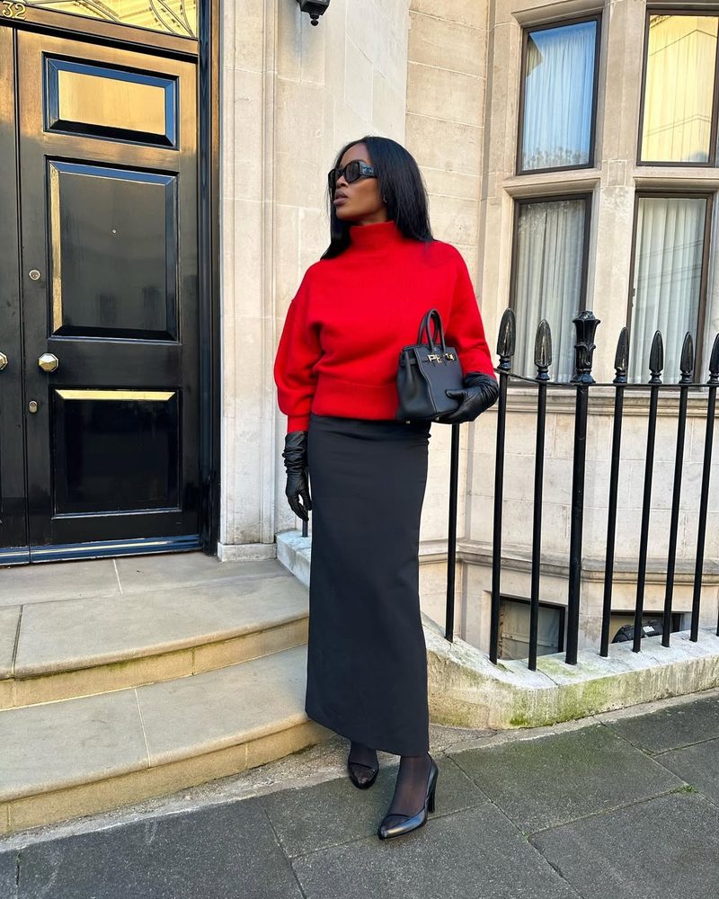 Vibrant Red Turtleneck with Maxi Skirt Vibrant Red Turtleneck with Maxi Skirt β Classy Winter Outfits