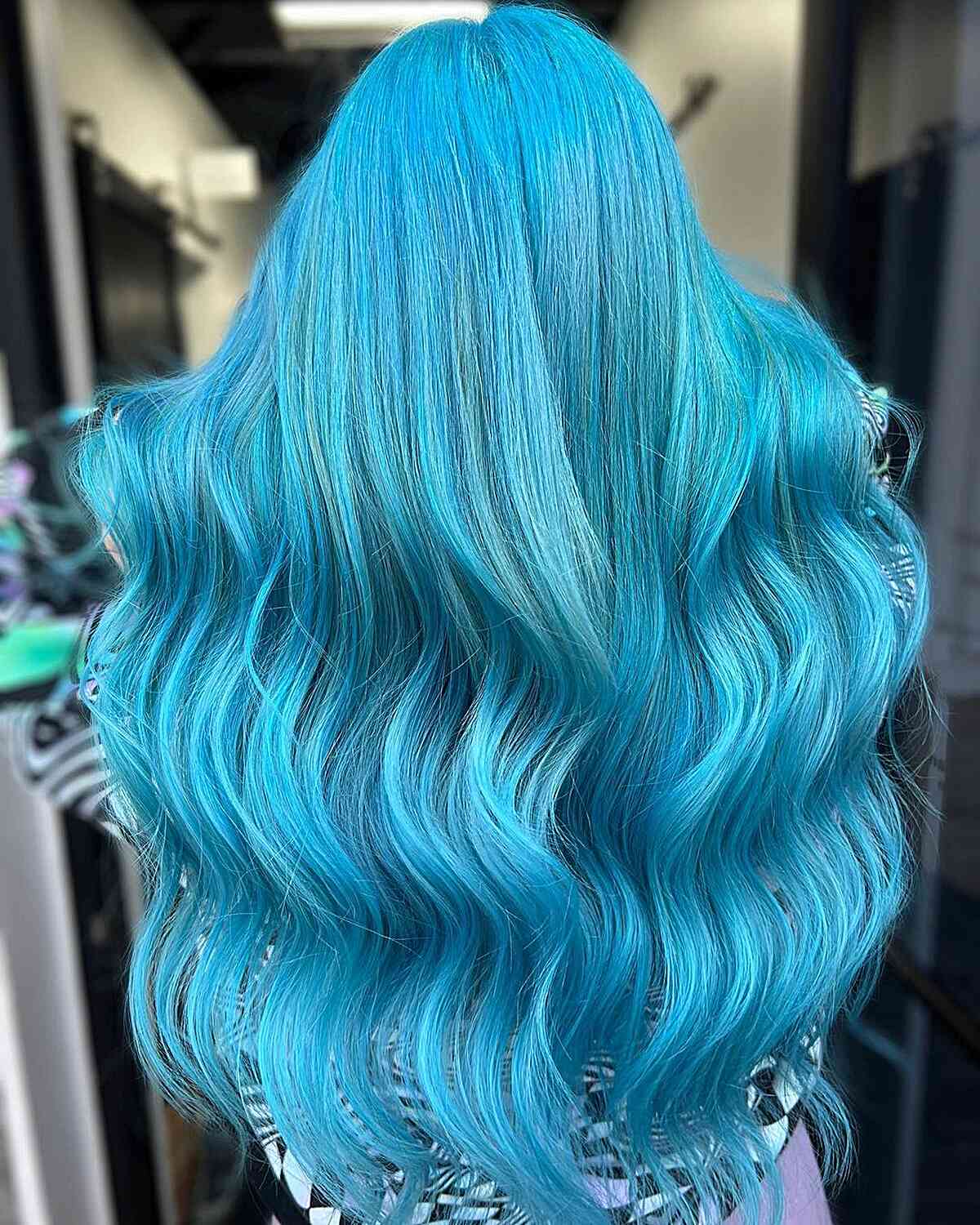 Vivid Blue Cascading Waves Vivid Blue Cascading Waves β Winter Hair Colors for Blue Eyes