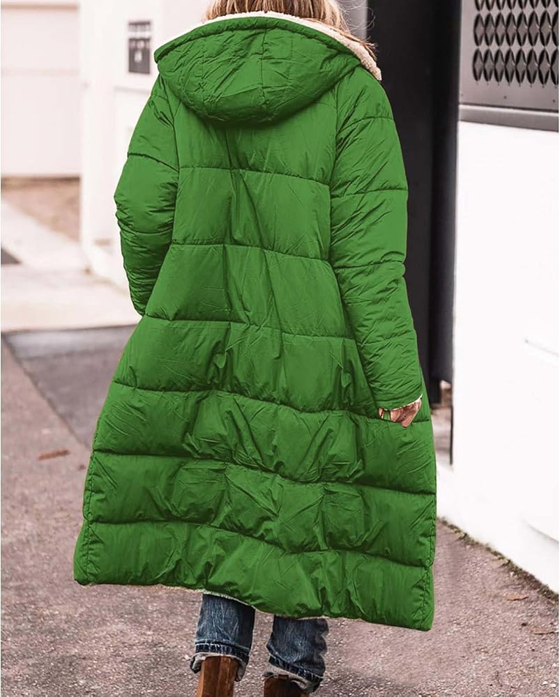 Long Green Puffer Coat with Sherpa Trim Long Green Puffer Coat with Sherpa Trim β Winter Hiking Outfits