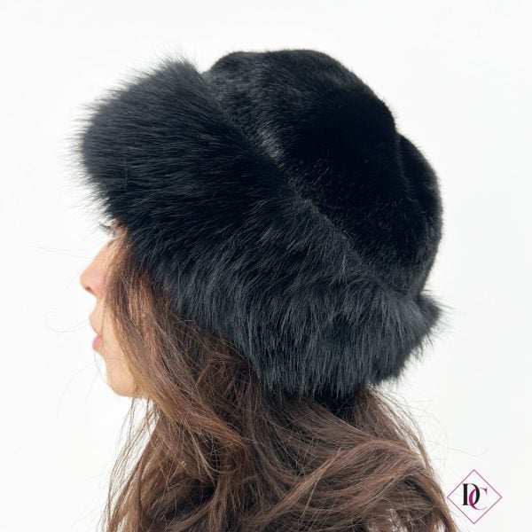Black Fur Hat with Brown Collared Jacket — Fur Hat Outfits