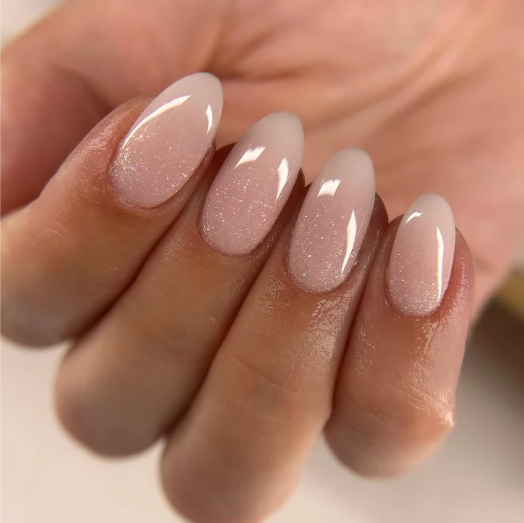 Glossy Subtle Glitter Visual Idea — Natural Winter Nails