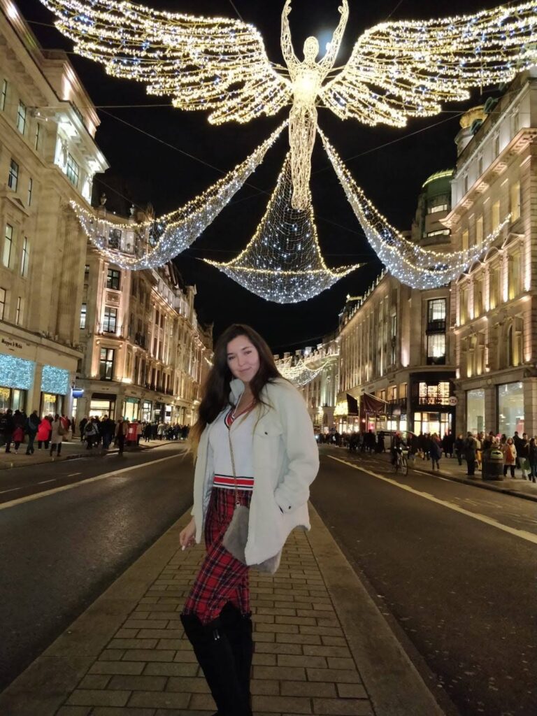 Floral Print Dress and Trapeze Silhouette: London Sightseeing — London Winter Outfits