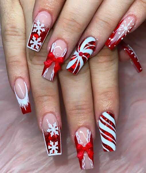 Christmas Holiday Visual Idea Christmas Holiday Visual Idea β Winter Bow Nails