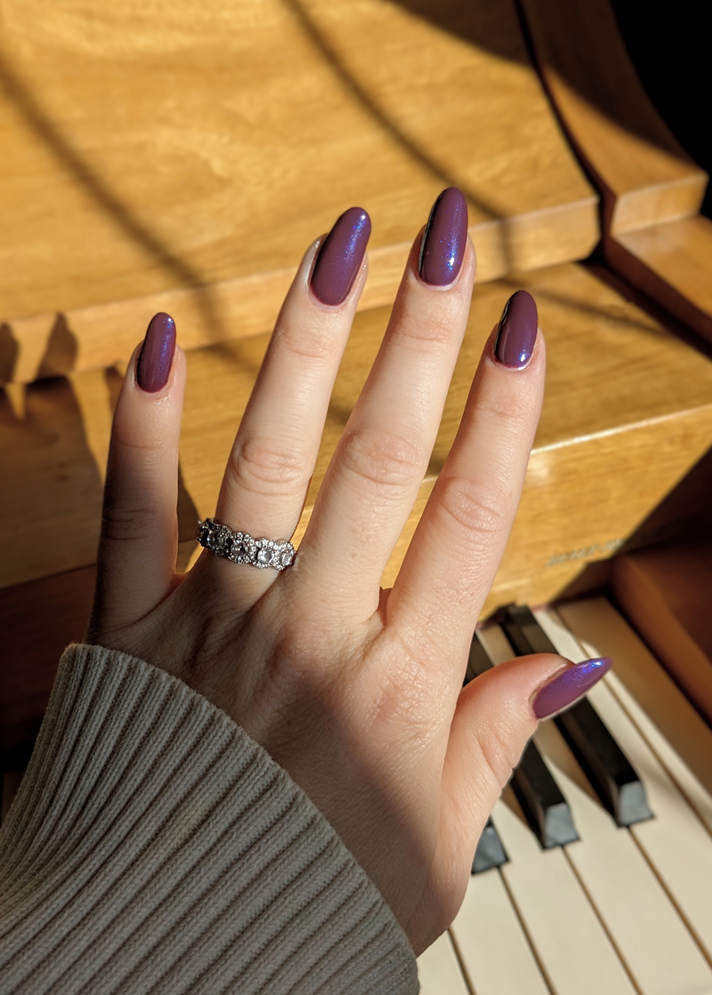 Shimmering Iridescent Purple Ovals — Fall to Winter Nails