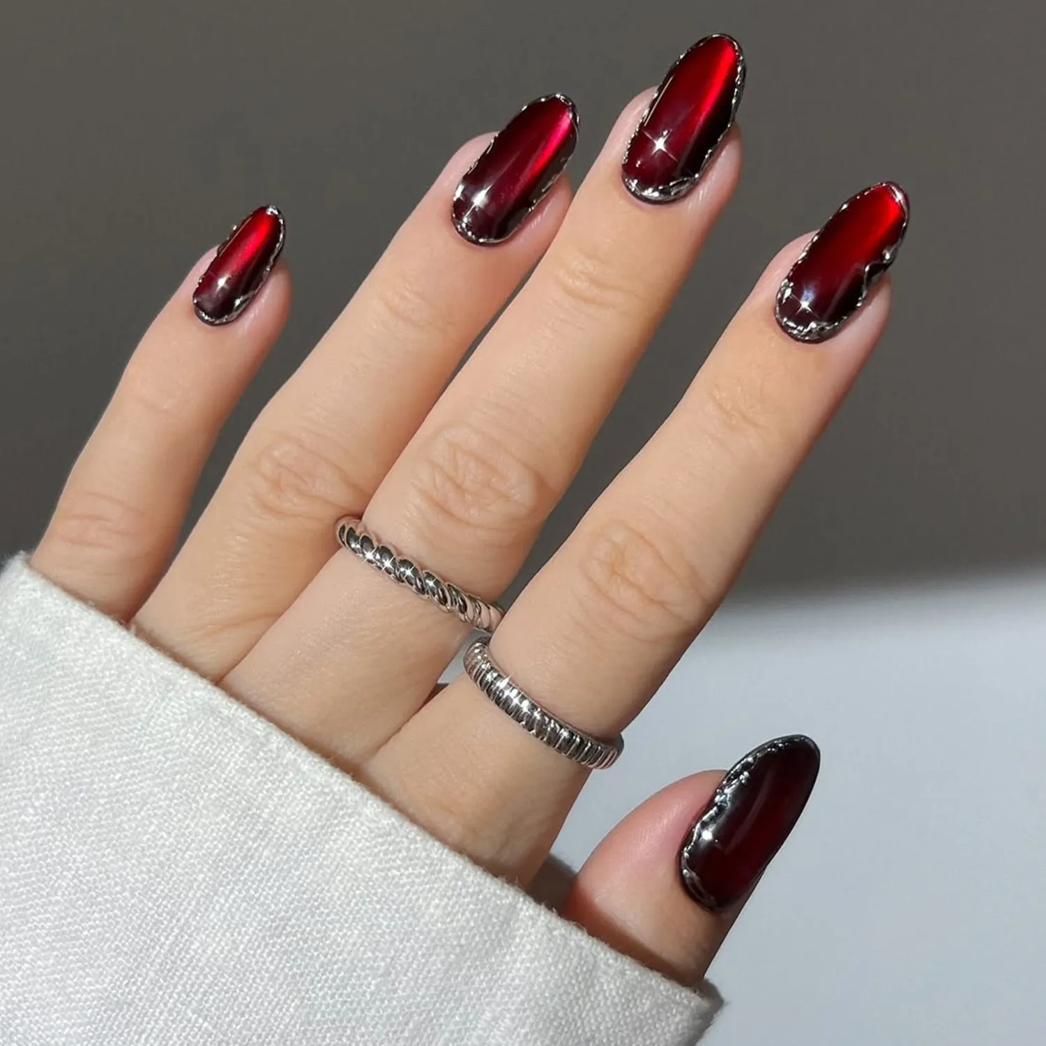 Medium Stiletto Cat-Eye Black Cherry Medium Stiletto Cat-Eye Black Cherry β Black Cherry Nails