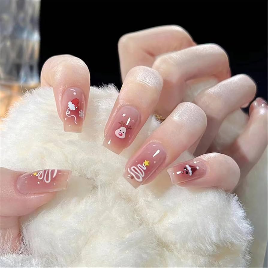Winter Christmas Visual Idea Winter Christmas Visual Idea β Short Winter Square Nails