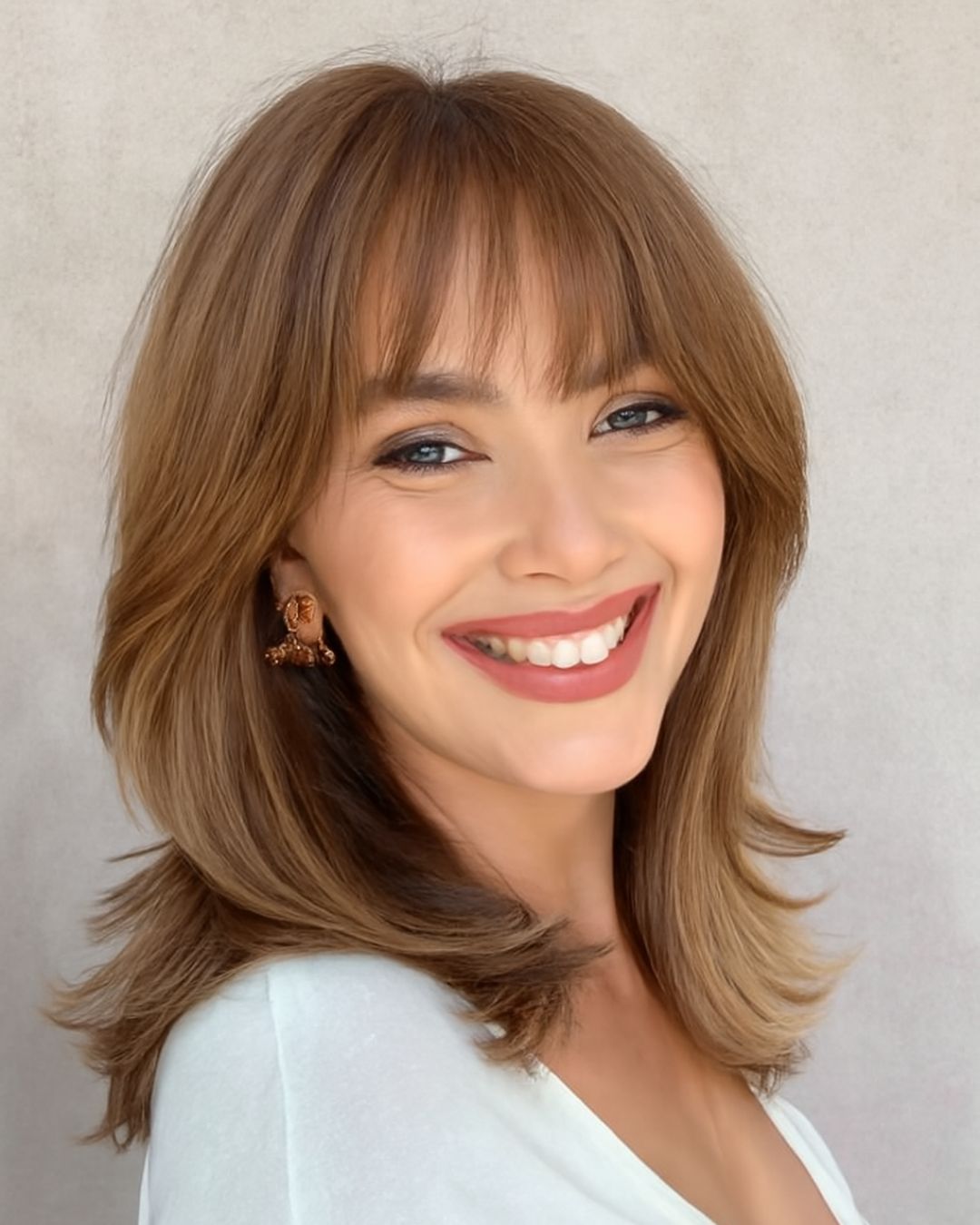 Shoulder-Length Shag With Curtain Bangs — Winter Hairstyles for Thick Hair