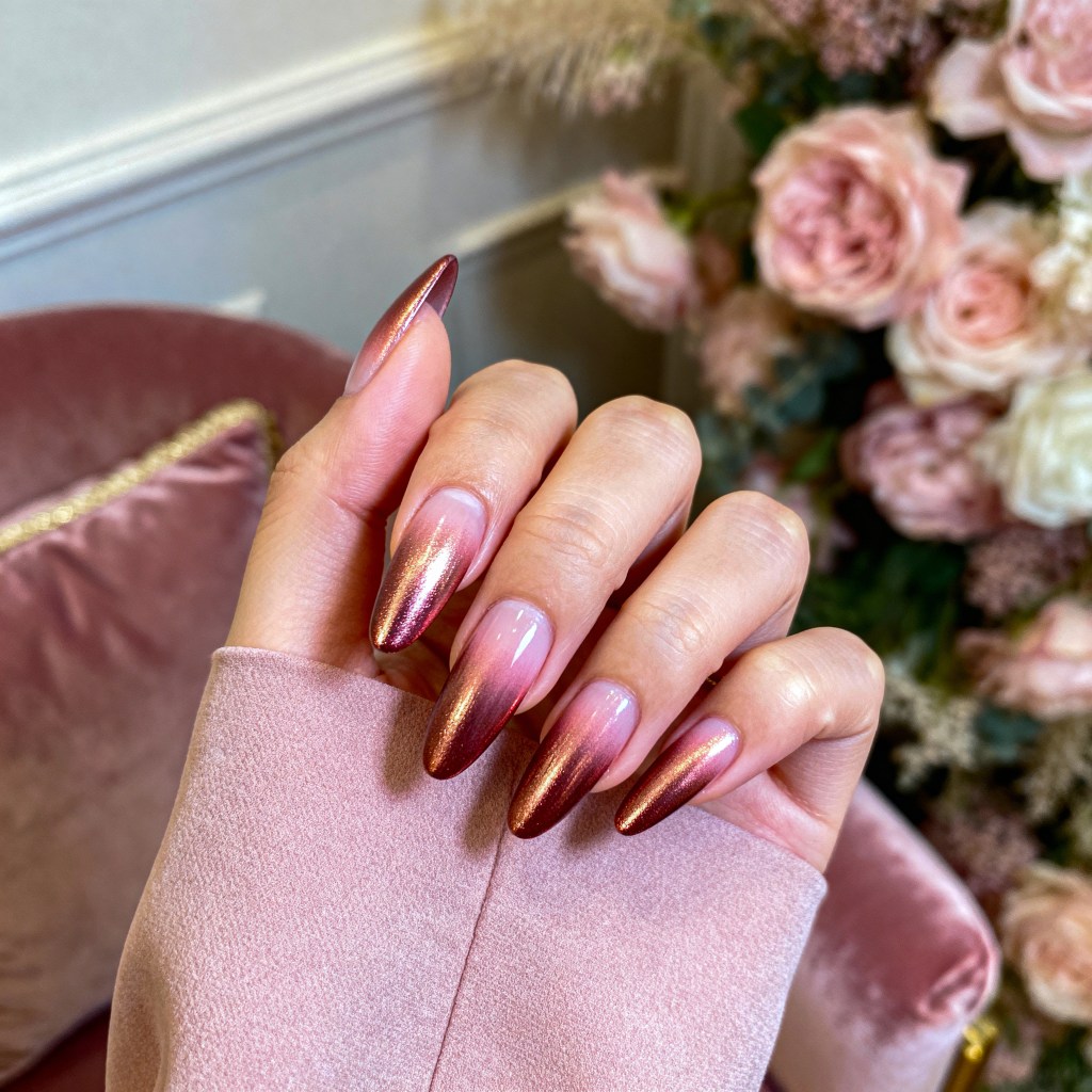 Metallic Chrome Ombre Long Stiletto Nails Metallic Chrome Ombre Long Stiletto Nails β NYE Nails 2027