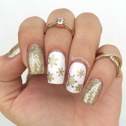 Gold White Visual Idea Gold White Visual Idea β Christmas Nails for Teens 2026