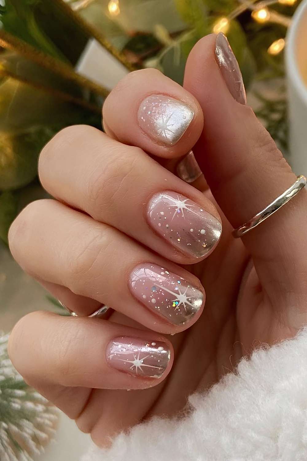 Pale Pink Silver Snowflake Coffin Nails Pale Pink Silver Snowflake Coffin Nails β Short Christmas Coffin Nails 2026