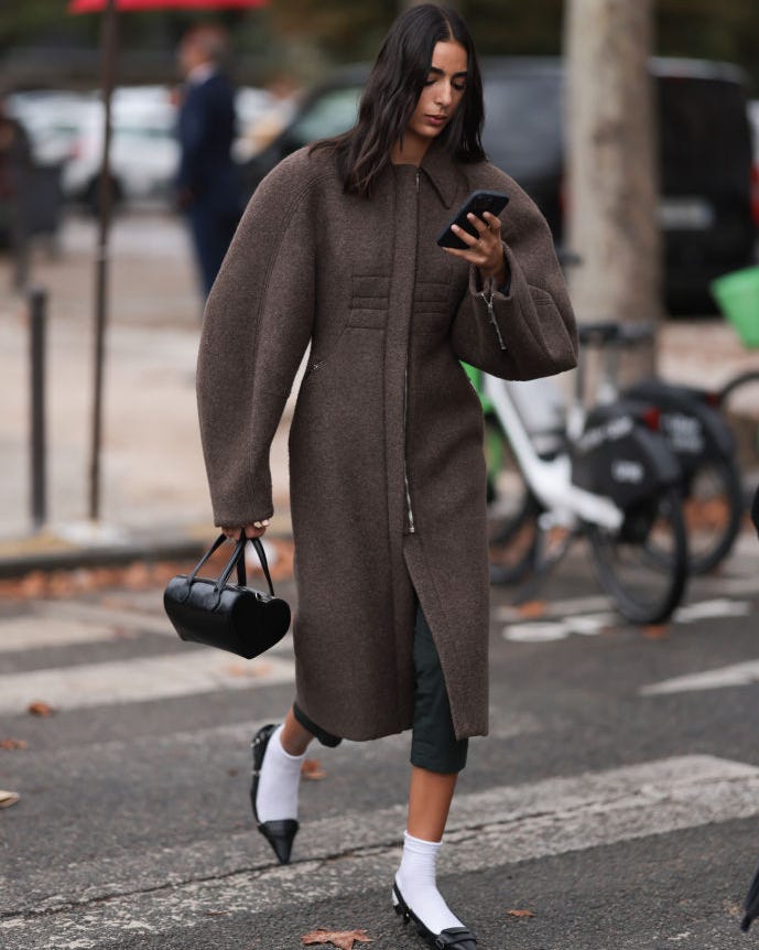 Oversized Wool Coat with Voluminous Sleeves — Winter Going Out Outfits