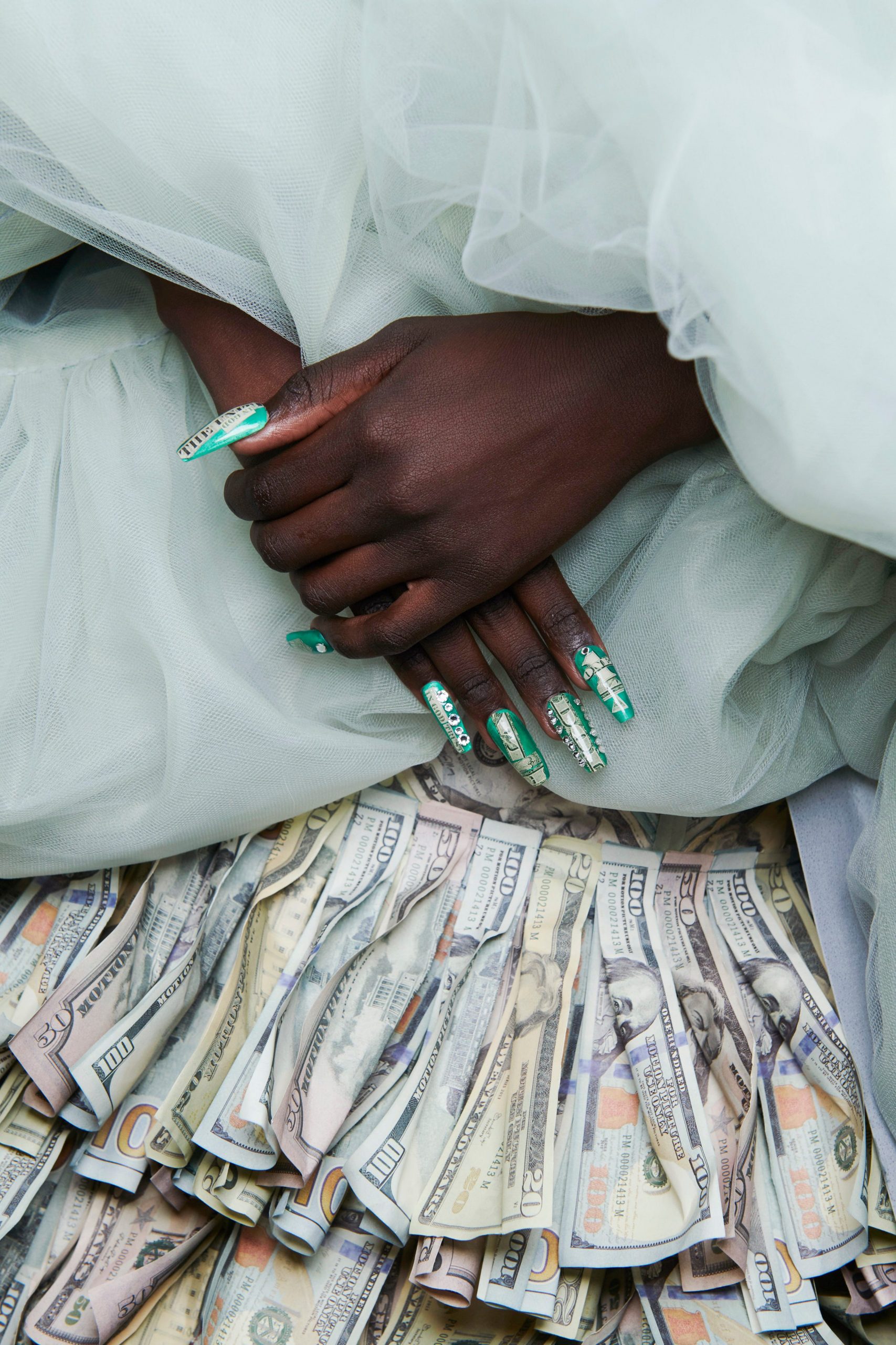 Money Motif On All Nails Visual Idea — Baddie Winter Nails