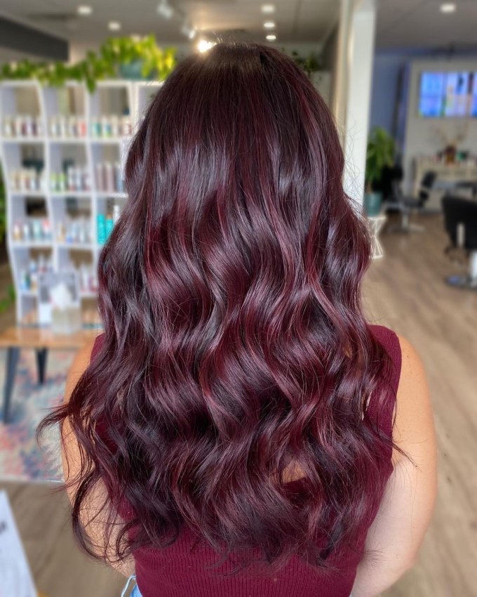 Effortless Burgundy Waves — Burgundy Hair Color