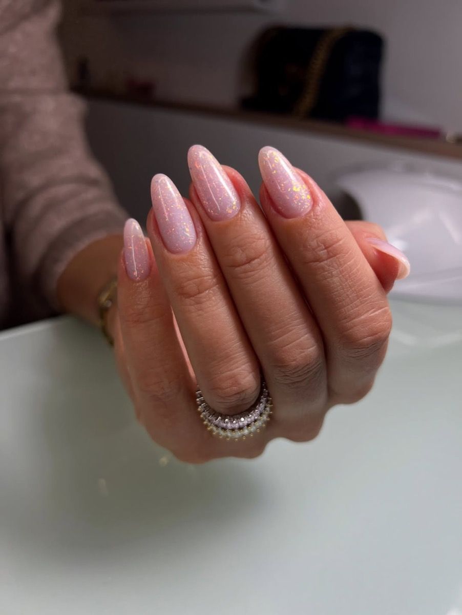 Subtle Glitter Flakes Visual Idea — Winter Ombre Nails