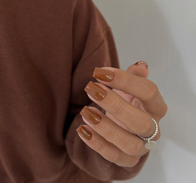 Milk Chocolate Brown Short Square — Winter Nails for Teens