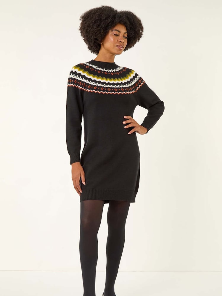 Fairisle Knit Sweater Dress for Festive Occasions — Sweater Dress Outfits