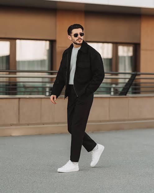 Relaxed Fit Jacket with White Sneakers Relaxed Fit Jacket with White Sneakers β Winter Outfits for Men