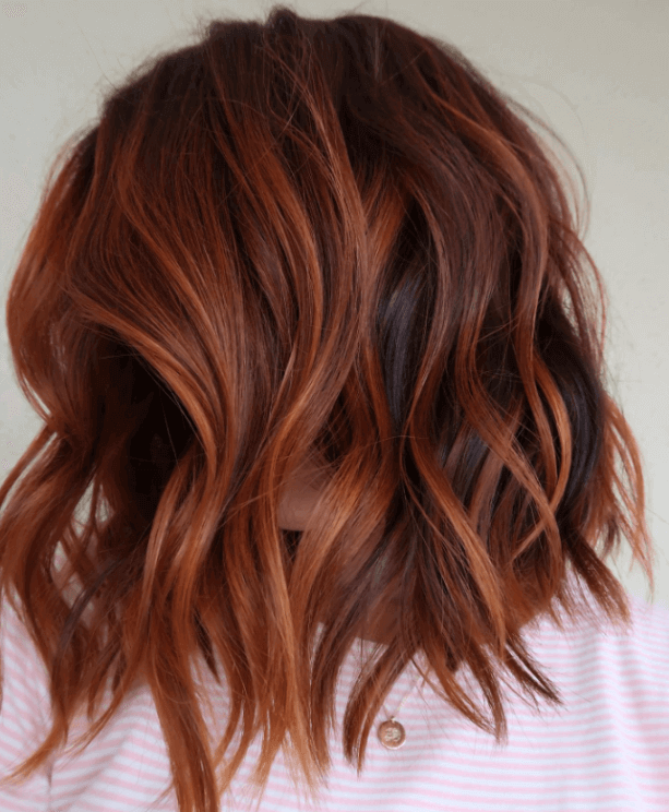 Copper Base With Lighter Highlights — Winter Hair Colors for Plus Size Women