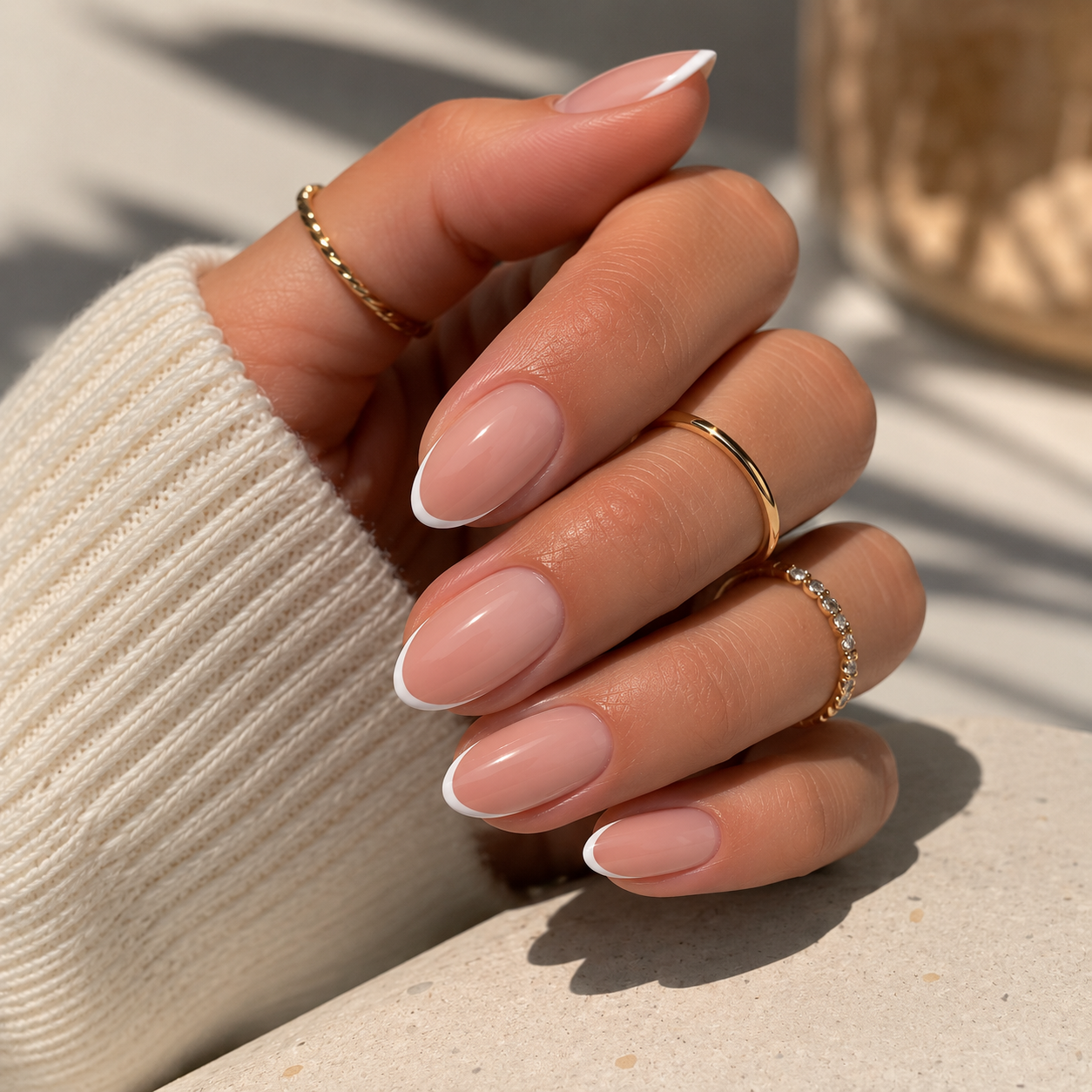 Subtle Curve French on Sheer Nude Subtle Curve French on Sheer Nude β New Years French Tip Nails 2027