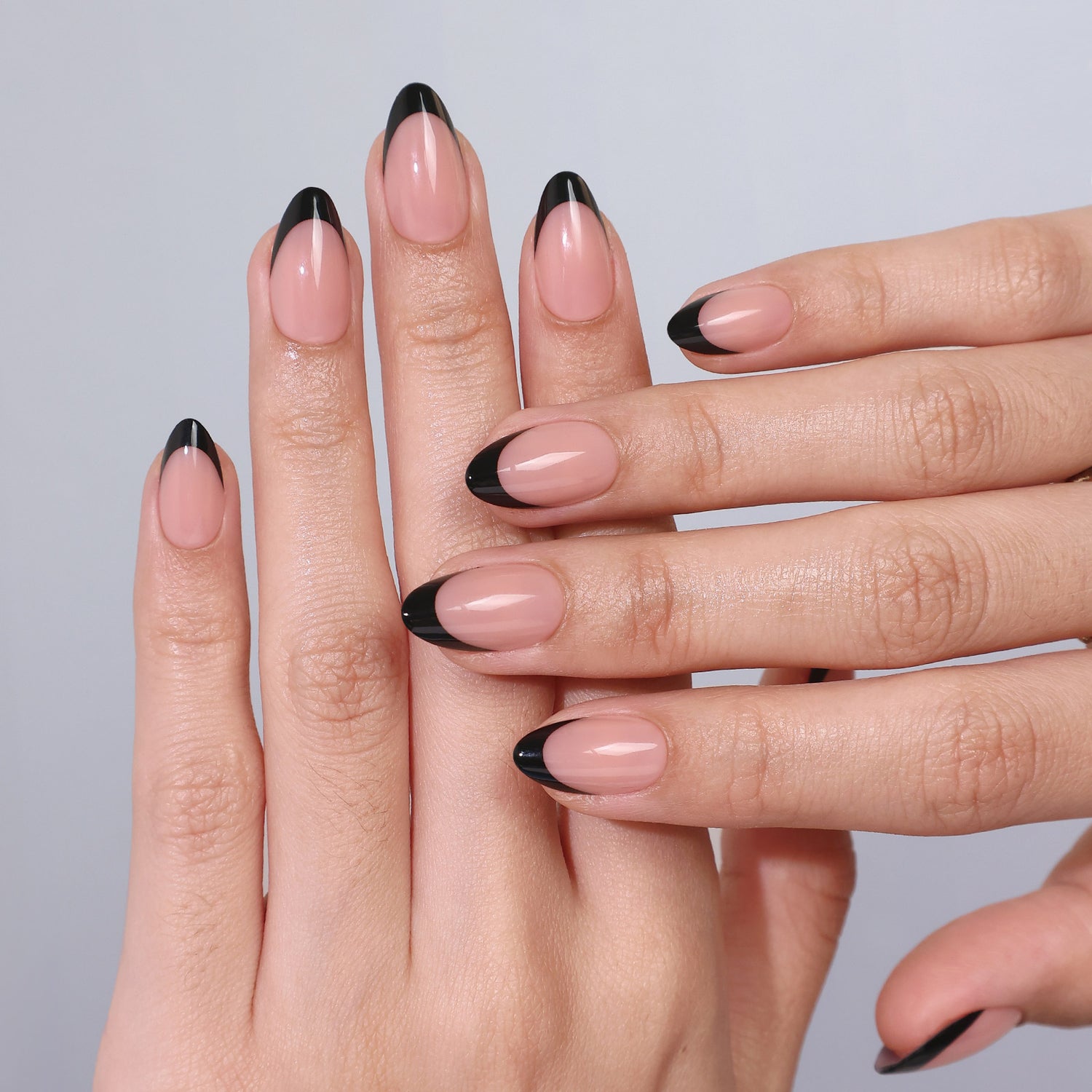 Nude Base Black French Tips Nude Base Black French Tips β New Years Dip Powder Nails 2027