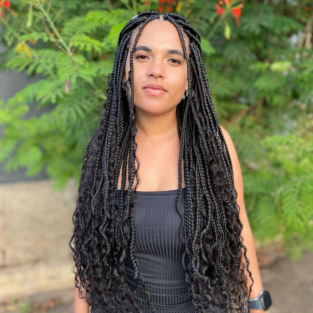 Long, Flowing Black Box Braids with Volume — Winter Braids for Black Women